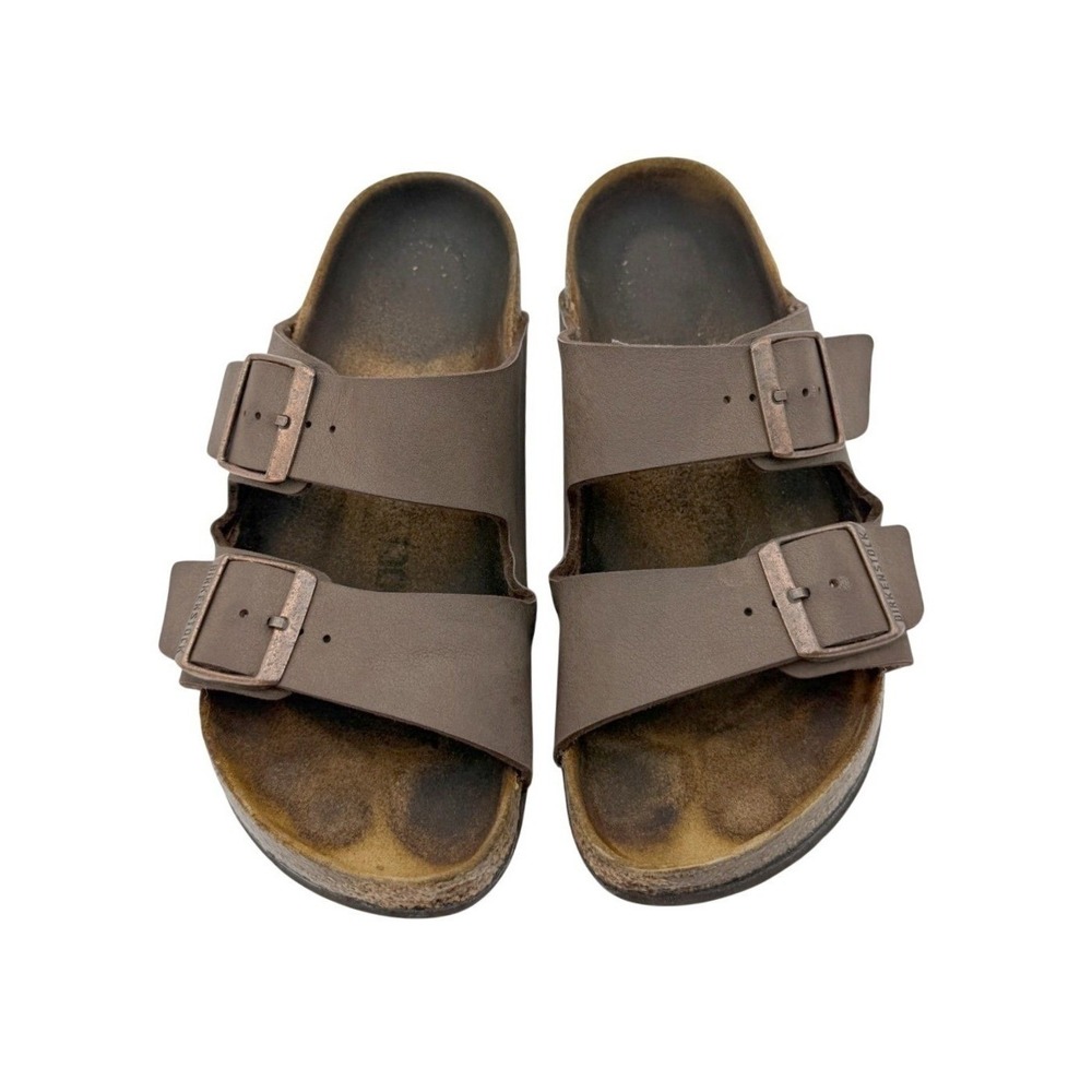 Birkenstock Arizona Womens 7-7.5 EU 38 Brown Birko-Flor Nubuck Two Strap Sandals